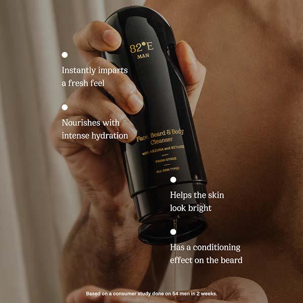 82E Face, Beard and Body Cleanser with Arjuna and Betaine (Woody Oud) 200 ml - Shower Gels & Body Wash