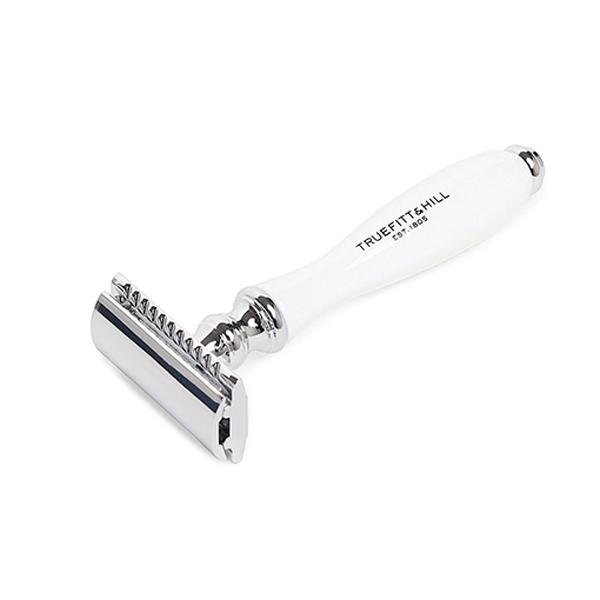 Truefitt and Hill Faux Porcelain Double Edge Safety Razor Chrome Wellington Luxury Essential Grooming Collection For Men 1's - Razors & Cartridges