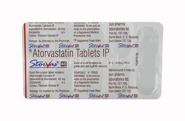 Storvas 40mg Tablet 10'S - High Cholesterol-Dys