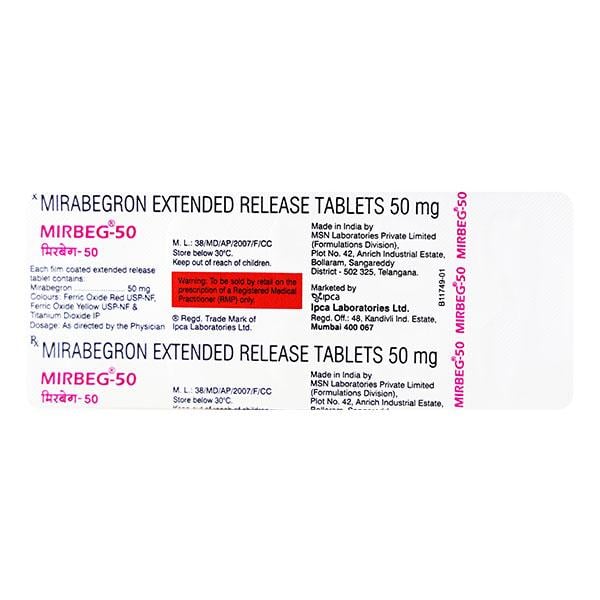 Mirbeg 50mg Tablet 10'S - Urinary Retention-Oth