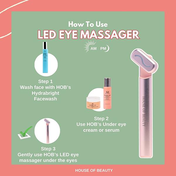 House of Beauty Led Red Light Eye Massager- Hollow Undereyes, Dark Circles, Boosts Collagen 1's - Massagers
