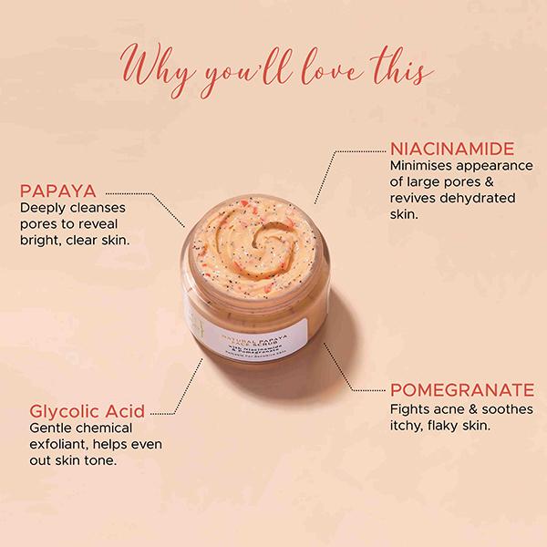 Pure Sense Natural Papaya Face Scrub with Niacinamide & Pomegranate 50 gm - Scrubs & Exfoliants