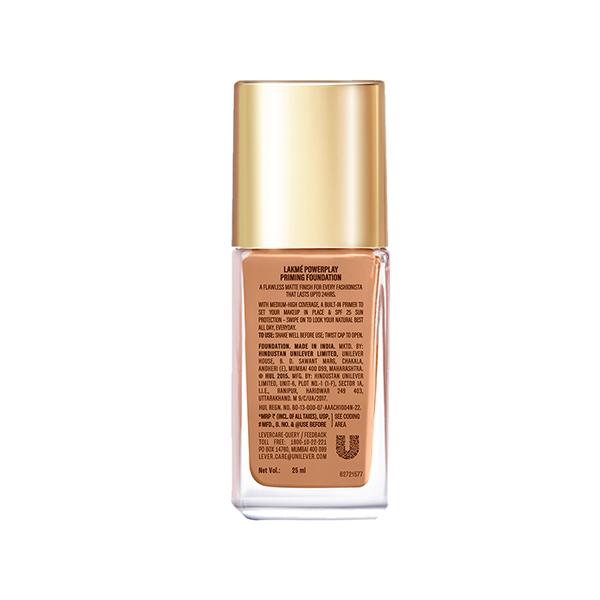 Lakme 9to5 Powerplay Priming Foundation, Built in Primer, SPF 20, Neutral Almond, 25 ml - Foundation