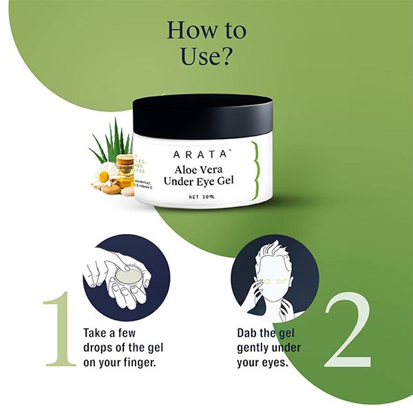 Arata Aloe Vera Under Eye Gel For Dark Circles, Fine Lines & Puffiness 10 ml - Under Eye Creams & Serums