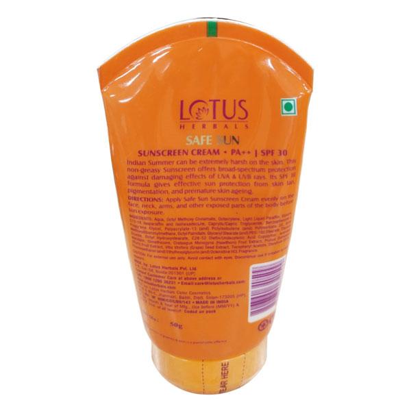 Lotus Herbals Safe Sun SPF 30 PA++ Indian Summer Sunscreen Cream 50 gm - Face Sunscreen