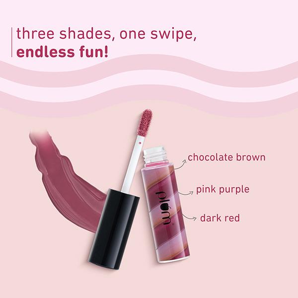 Plum Soft Swirl Lip Gloss, High-Shine Finish,Intense Pigment, 3 Shades In 1, 122 Cherry Chocolate 6 ml - Liquid Lipsticks