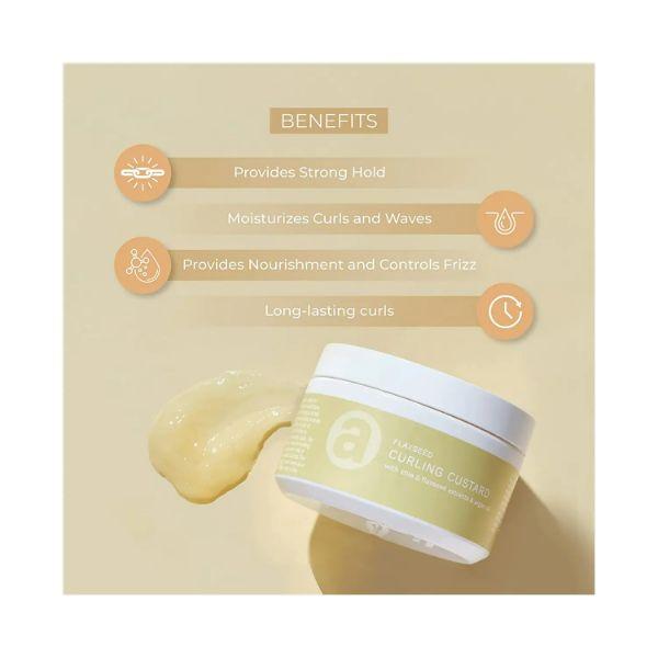 Ashba Botanics Flaxseed Curling Custard Natural Styling Gel for Curly & Wavy Hair 200 gm - Hair Gels & Waxes