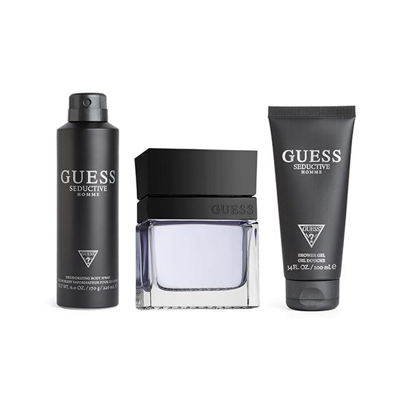 Guess Seductive Homme Gift Set (Eau de Toilette 100ml + Shower Gel 100ml + Body Spray 170g + Pouch) 1's - Men Perfumes (Edt/Edp)