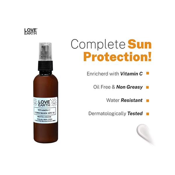 Love Earth Vitamin C Sunscreen SPF-50 for Sun's UVA, UVB Ray Protection with Vitamin C 100 ml - Body Sunscreen