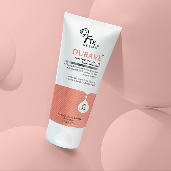 Fixderma Durave Acne Control & Oil Free Moisturizer for Face with Glycolic Acid, Moisturiser 50 gm - Face Moisturizers