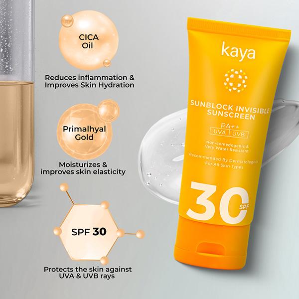 Kaya Clinic Sunblock Invisible Sunscreen Spf 30 Pa++ 50 gm - Body Sunscreen