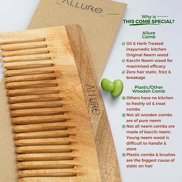 Allure Wooden Neem Comb (CD-01) 2's - Hair Combs