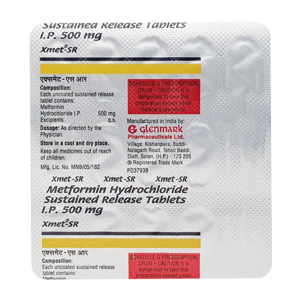 Xmet SR 500mg Tablet 15'S - Diabetes-Ant