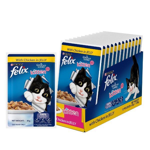 Netmeds | Nestle Purina Felix Kitten With chicken Cat Food Pouch 85 g