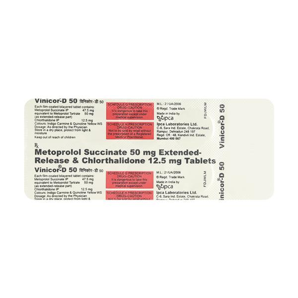 Vinicor D 50mg Tablet 10'S - Hypertension-Bet