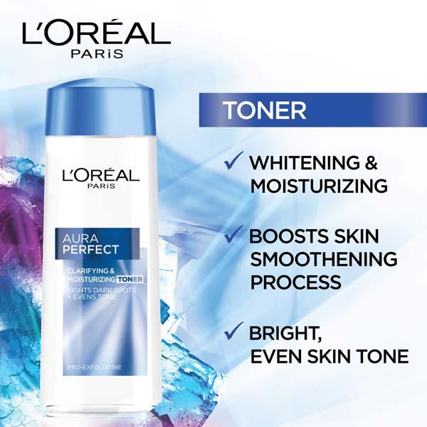 L'Oreal Paris Aura Perfect Clarifying & Moisturizing Toner With Vitamin C, Fights Dark Spots + Evens Tone 200 ml - Toners