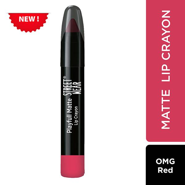 Street Wear Playfull Matte Lip Crayon - Omg Red 2.9 gm - Lip Crayons