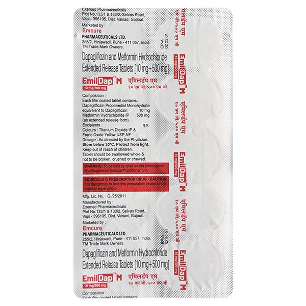 EMILDAP M 10/500 Tablet 10's - Diabetes-Ant