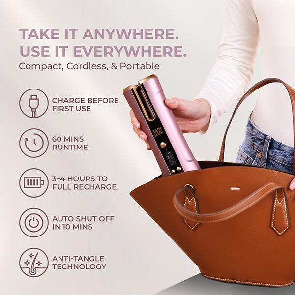 Tash Hair Twirl Automatic Cordless Hair Curler - Blush 560 gm - Rollers & Curlers