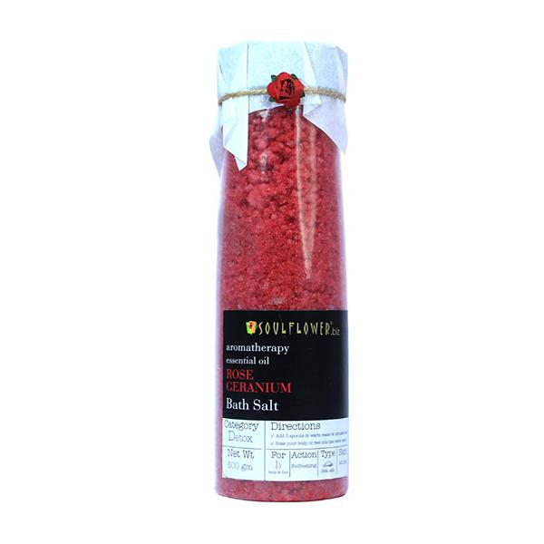Netmeds | Soulflower Aroma Bath Salt - Rose Geranium 500 gm