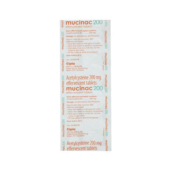 Mucinac 200mg Effervescent Tablet 10'S - Cough And Cold-Nas