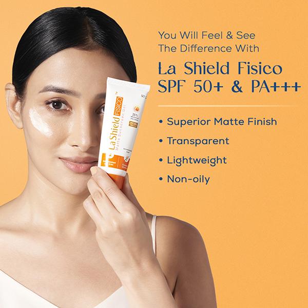 La Shield FISICO SPF 50+ & PA+++  Matte Sunscreen Gel 50 gm - Face Sunscreen