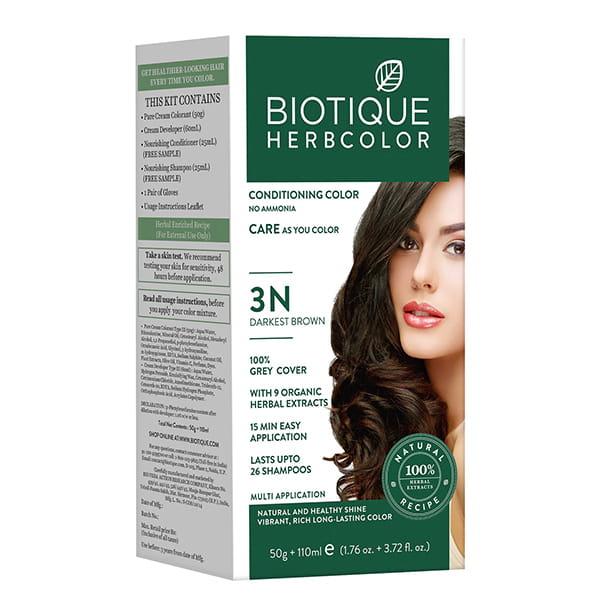 Netmeds | Bio Herbcolor 3N Darkest Brown 50 Gm +110 Ml 160 Ml