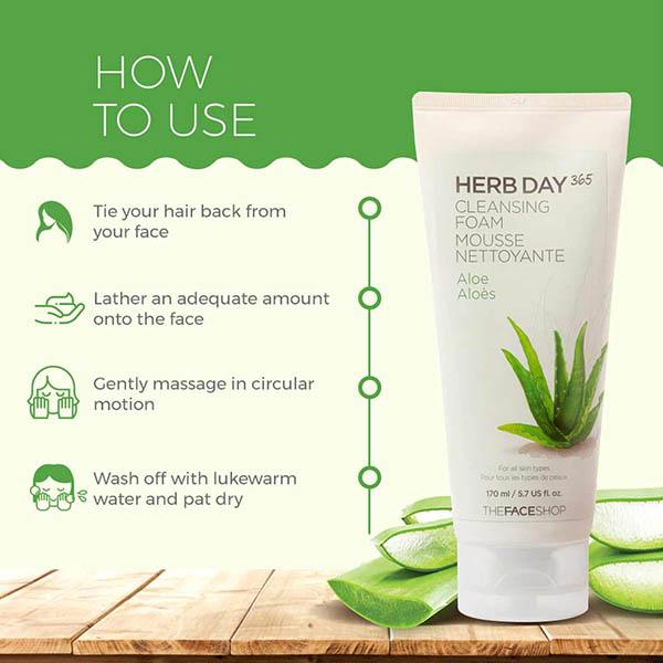 The Face Shop Herb Day 365 Cleansing Foam Aloe 170 ml - Face Scrubs