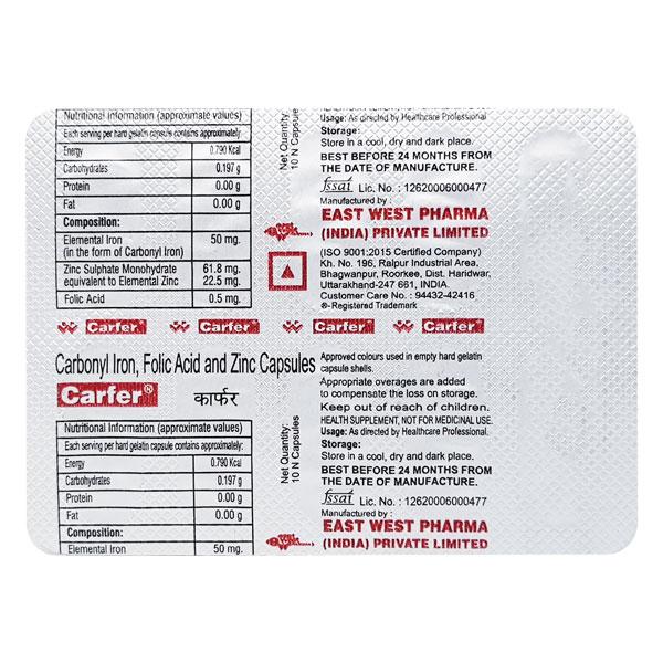 Carfer Capsule 10'S - Iron Supplement/Anaemia-Vma