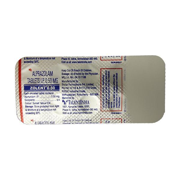 Zolent 0.5mg Tablet 10'S - Anxiety-Anx
