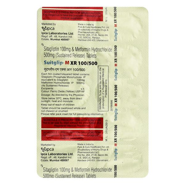 SUITGLIP M XR 100/500 Tablet 10's - Diabetes-Ant
