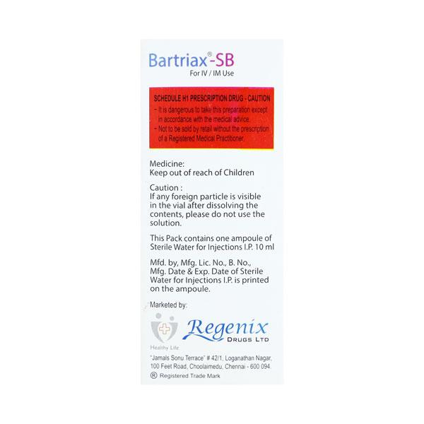 BARTRIAX SB 1000 Injection 1's - Bacterial Infections-Cep