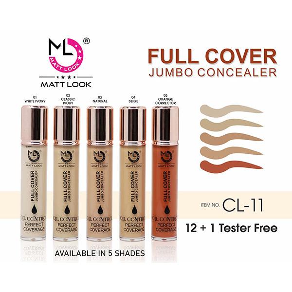 Matt Look Full Cover Jumbo Concealer Oil Control Perfect Coverage, Classic Ivory 11 ml - Concealer