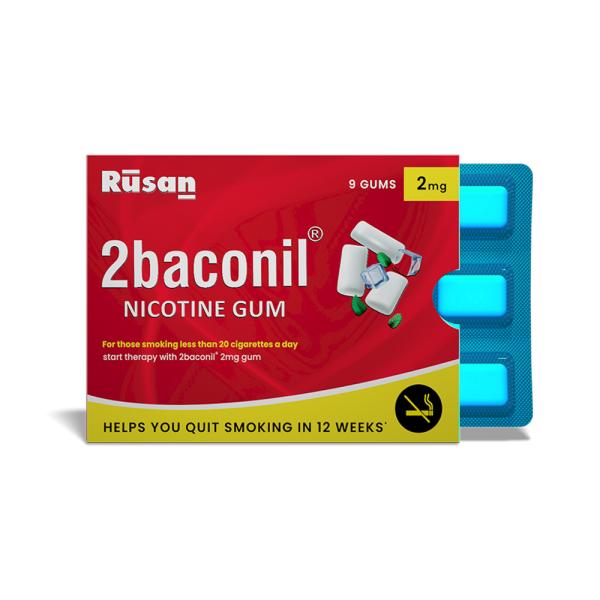 2baconil Icy Mint 2 mg Sugar Free Chew Gum 9's - Nicotine Gums/Lozenges