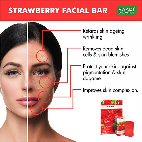 Vaadi Herbals Strawberry Facial Bar with Grapeseed Extract 25 gm - Soaps