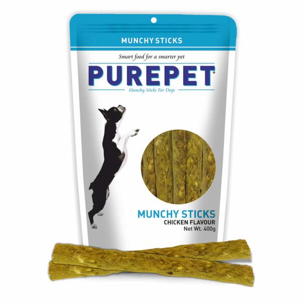 Purepet Munchy Sticks, Chicken Flavour, Dog Treats 400 gm - Petfood