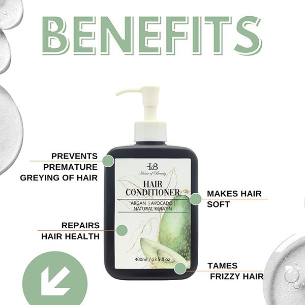 House of Beauty Hair Conditioner For Frizzy Hair Gives Moisture & Shine with Argan Oil 400ml - Conditioners
