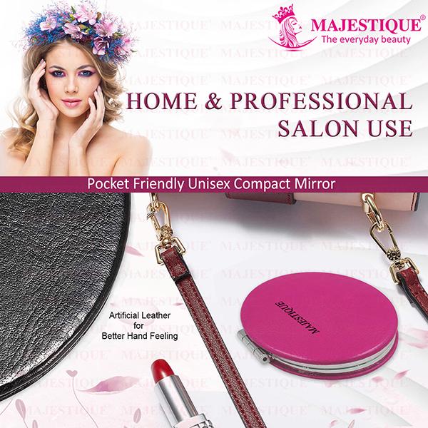 Majestique Pocket Makeup Mirror FC28 Mirror With Compact Size 1's - Mirror