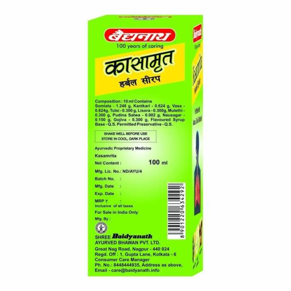 Baidyanath Kasamrita Herbal Syrup 100 ml - Ayurvedic Juices