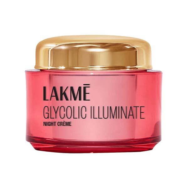 Lakme Glycolic Illuminate Night Cream with Glycolic Acid and 1% Niacinamide for Skin Cell Regeneration 50 gm - Night Cream