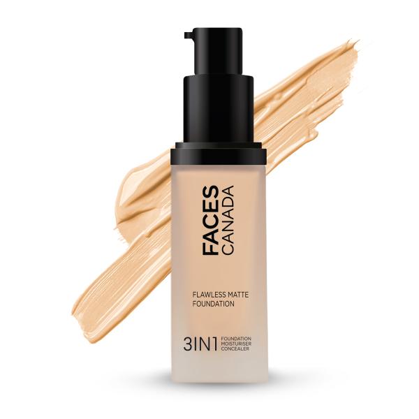 Netmeds | Faces Canada Flawless Matte Foundation - Rich Ivory 013, 12 Hr Hydration + SPF 18 30 ml