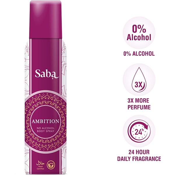 Saba Ambition No Alcohol Deodorant Body Spray for Women 150 ml - Women Deodorants/Roll-Ons