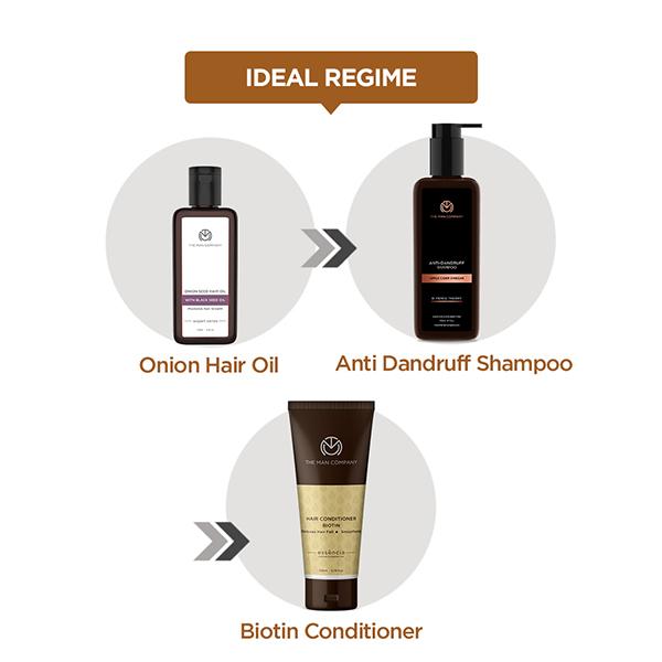 The Man Company Anti Dandruff Hair Care Combo with Onion Hair Oil, Apple Cider Vinegar Shampoo, & Biotin Conditioner 660 gm - Shampoos