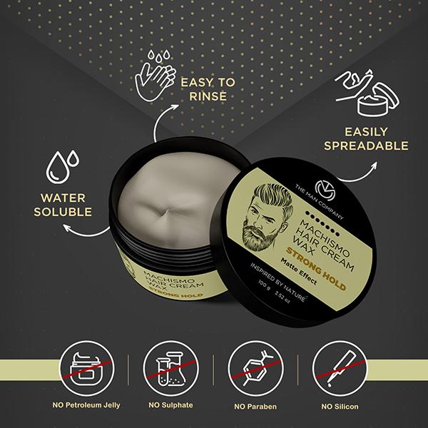The Man Company Matte Effect Strong Hold - Machismo Cream Wax Almond Oil & Vitamin E 100gm - Hair Gels & Waxes