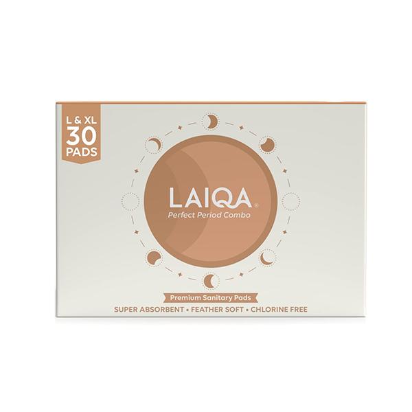 LAIQA Ultra Soft Day & Night Sanitary Pads for Women - Combo -15 Heavy Flow + 15 Moderate Flow + 2 Pantyliners 32's