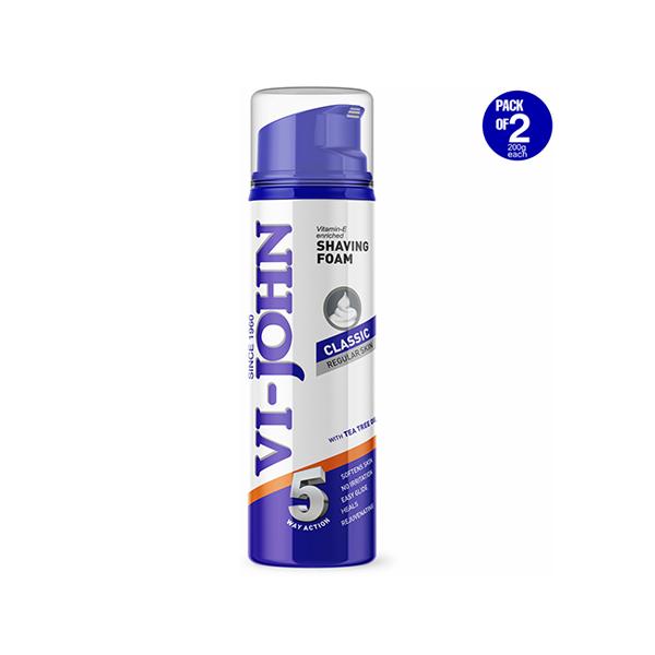 Netmeds | VI-John Classic Regular Shaving Foam with Tea Tree Oil -200ml each 2's