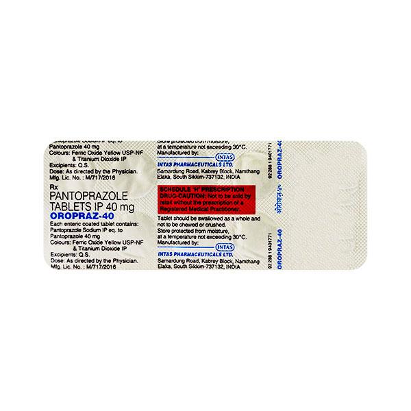 Oropraz 40mg Tablet 10'S - Ulcer/Reflux/Flatulence-Aaa