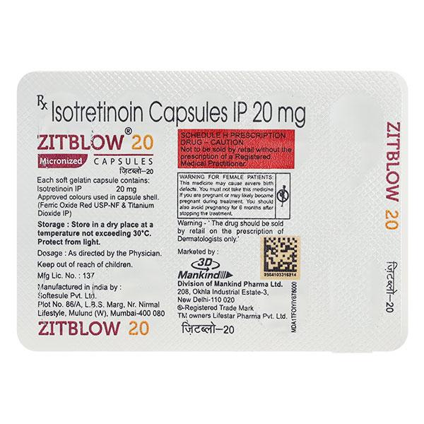 Zitblow 20mg Capsule 10'S - Acne-Acn