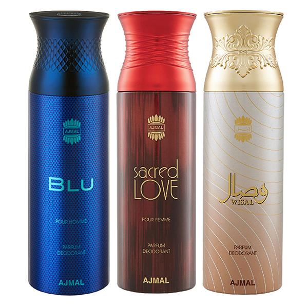 Ajmal Blu Sacred Love Wisal Deodorant Spray (Pack of 3) 200 ml - Perfumes (Edt/Edp)