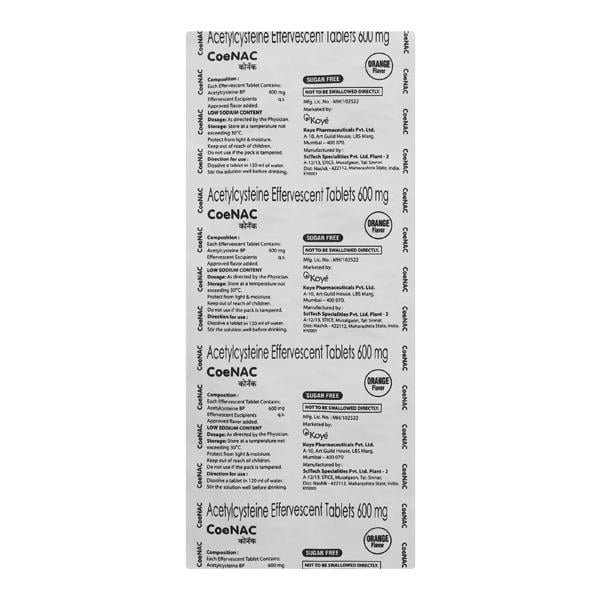 CoeNAC Sugar Free Orange Flavor Effervescent Tablet 10'S - Cough And Cold-Cou